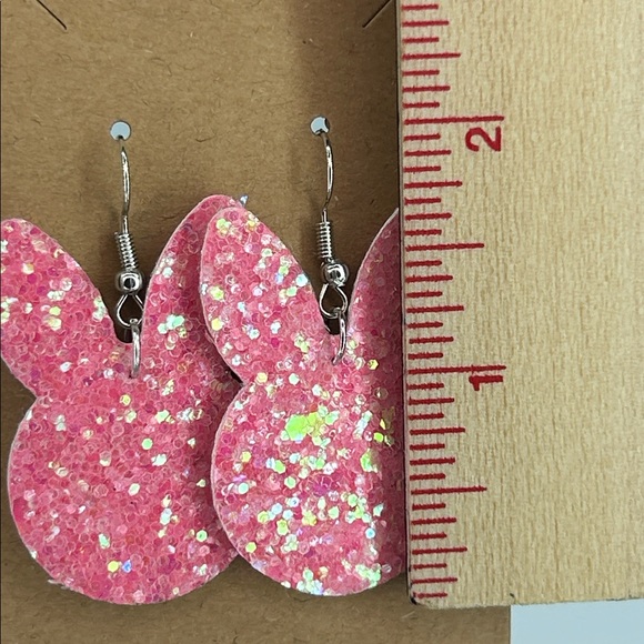 Fashion Jewelry Mini Faux Leather Teardrop Earrings Bunny Sparkling - Picture 2 of 3